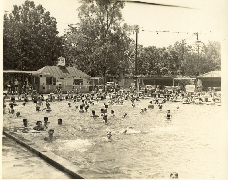 Opened in 1936 as the 1st refrigerated pool in North Carolina. It was used in regional & national swim meets in the 1940s & 1950s. The basement of the Bridgers house was used as the changing room.