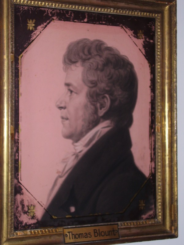 Portrait of Thomas Blount. Original owner of the house & he served as Congressman of eastern North Carolina until his death in 1812. The portrait was painted by St. Memmes.