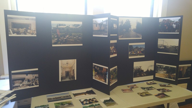 A little display board that the museum has in the backroom of pictures during the hurricane Floyd flood. (photo by: Kayla Greene)