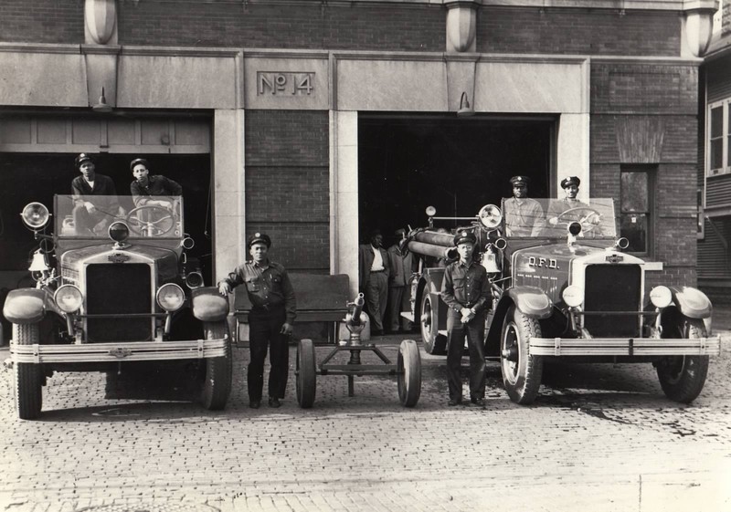 This was taken in 1954. Pictured from left to right are: Frank Stearns, Walter Agee, Cappell Curtis, Eli McClinton, Dick Greer, and Paul Arduna.  Source:  Great Plains Black History Museum