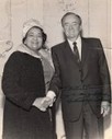 Captured in this photo is Mildred B. Brown and Hubert Humphrey. Humphrey was a Senator, known for his civil rights legislation. Brown and Humphrey were friends. 