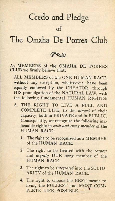 Another photo from The Great Plains Black History Museum collection. This is the pledge all members take before becoming members of the Deporres club.