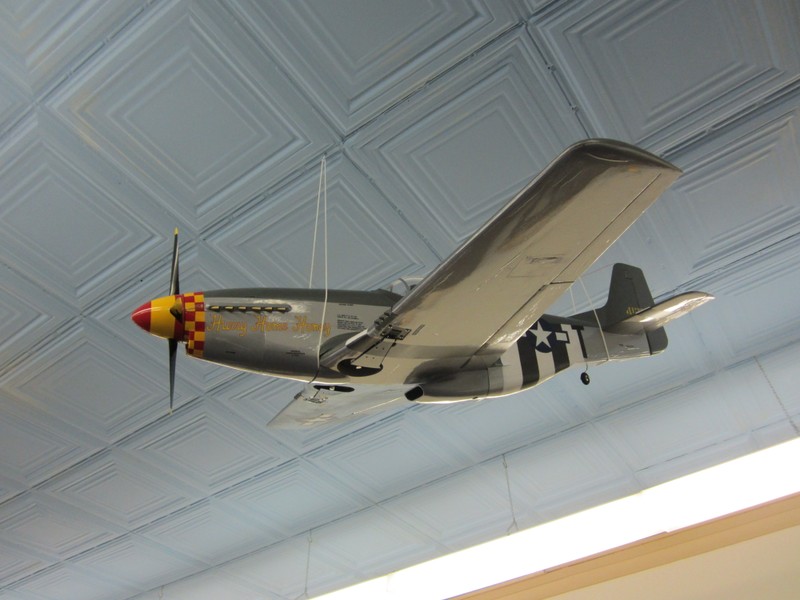 Radio controlled P-51 Mustang model airplane.