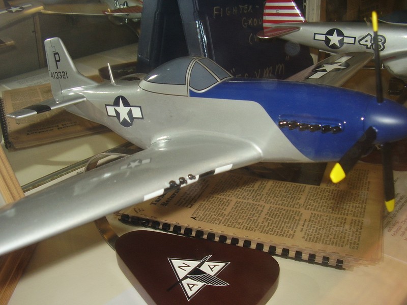 P-51 Mustang model airplane.  This model and several others were donated by the family of Maj. William Gatling.