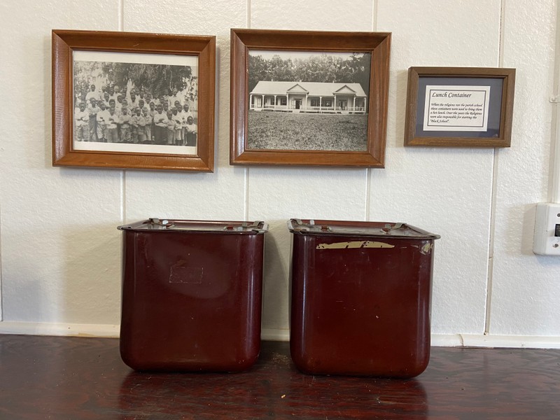When the Religious of the Sacred Heart operated the parish school as well as the African American school in Grand Coteau, they traveled to and from the convent with their lunch in these containers.