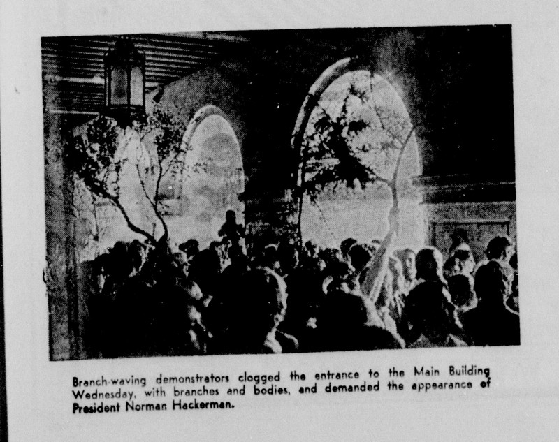 Photo taken by John Yates and published in the Daily Texan on October 26, 1969. This issue can be found in the linked database of Daily Texan archives.