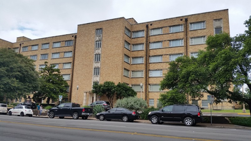 The Dean Keeton side of Kinsolving Dormitory in 2016. 