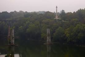This is a image of the monument from across the river.
