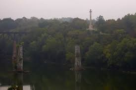 This is a image of the monument from across the river. 