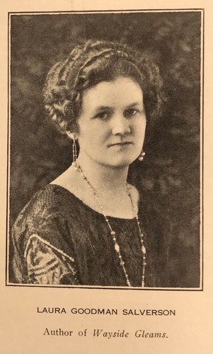 Black and white portrait image of woman from magazine