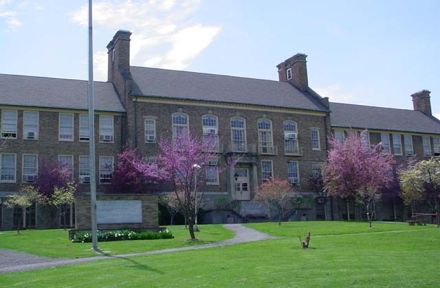 Fairmont Senior High School. View of the front of the main school building.