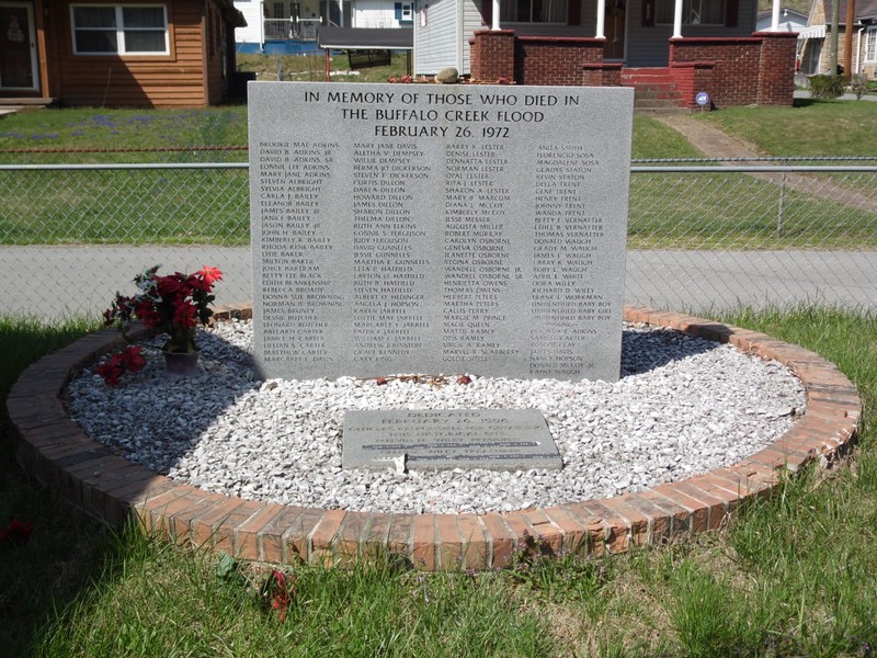 The granite memorial that lists the names of the 125 lives lost due to the Buffalo Creek Flood.
Photo by Devon M. Goodman