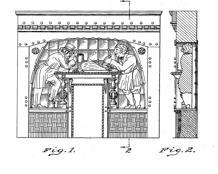 Joseph Freedman design patent for Brass Rail Woodcarving, 1941