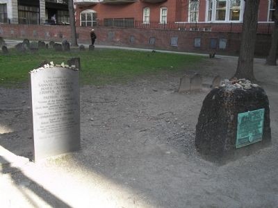 Victims of the Boston Massacre marker (left) and the grave of Samuel Adams (right) (image from Historic Markers Database)