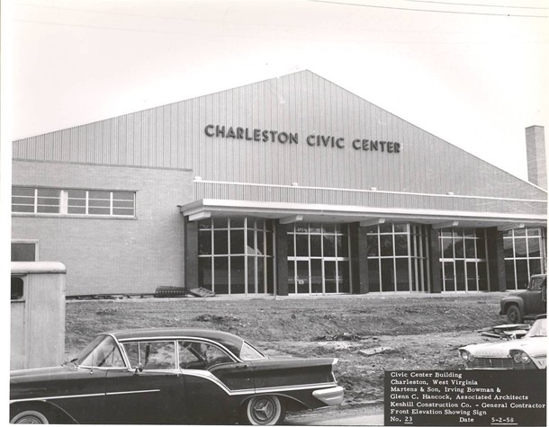 The original building as it was nearing completion in 1958.