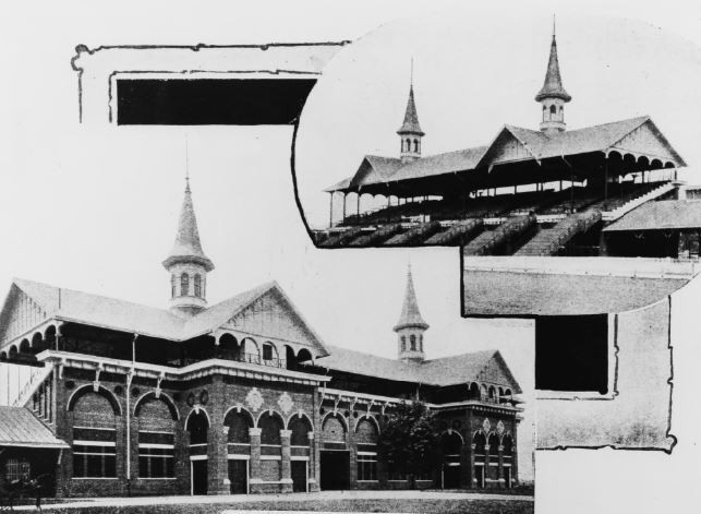 The 1895 Grandstand with twin spires (image from the Courier-Journal)