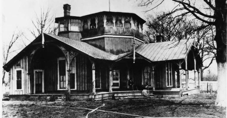 The original 1875 Louisville Jockey Clubhouse (image from the Courier-Journal)