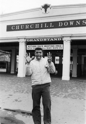 Louisville's champion boxer, Muhammad Ali, at Churchill Downs in 1962 (image from Pinterest)