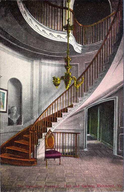 1910 postcard of the Valentine's grand staircase. Courtesy of Virginia Commonwealth University's (VCU) Digital Library. 