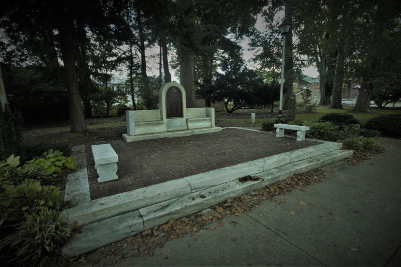 A wider view of the memorial, which resides at the center of the park.