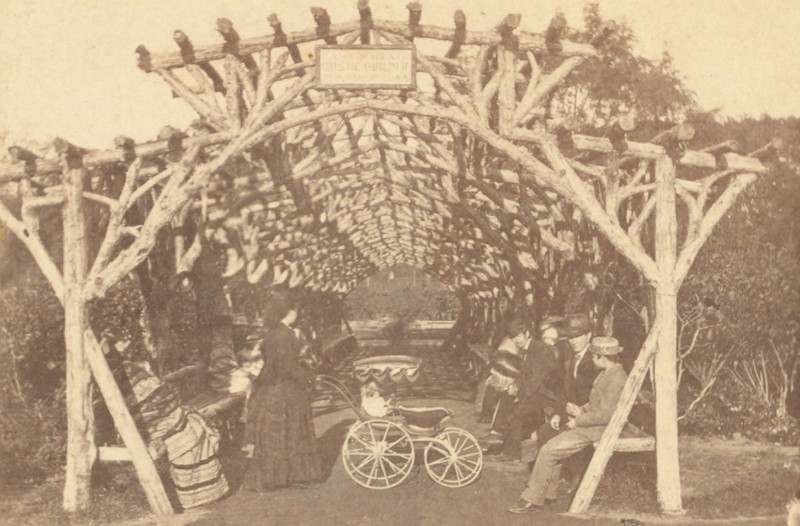 19th century arbor in the garden (image from Wikimedia)