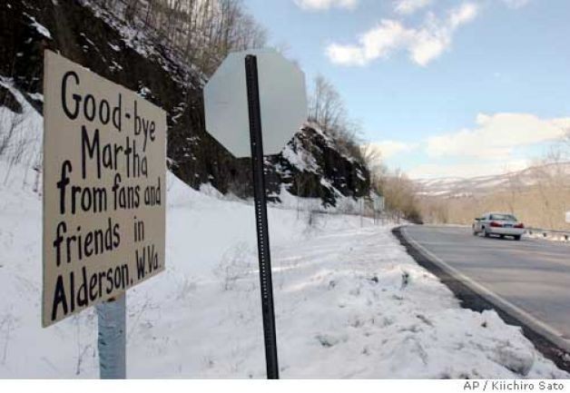 Farewell sign to Martha Stewart from the citizens of Alderson, WV