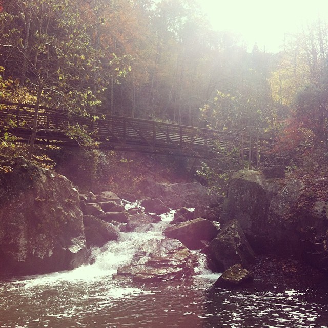 The beginning of the Kaymoor Mine hiking trail at the historic Kaymoor settlement in Fayetteville, WV.