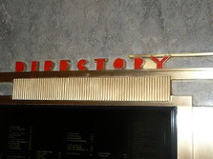 The directory board in the lobby