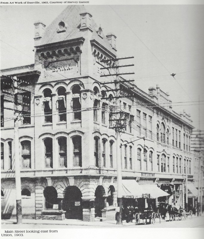 Beginning in 2015, this magnificent building (corner #1) is being renovated for multiple uses. The first tenant is the River District Association. The image is from a 1903 photograph.