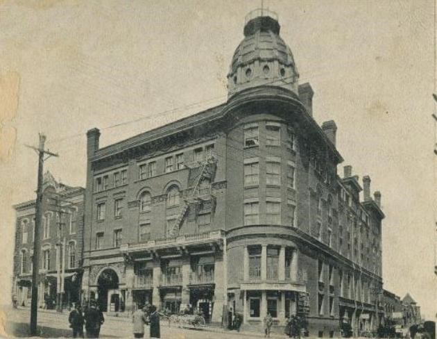 Built in 1891 to replace the Arlington at corner #2, the Hotel Burton was elegant in its day. It even had a specialized "ladies" entrance, where females might enter and go up unseen to the Ladies Parlor on the mezzanine floor.