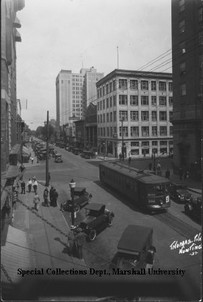 4th Ave between 10th St & 11th St, Huntington, with the Coal Exchange visible in the background, ca. 1920's