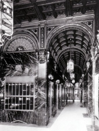 This historic photograph show the interior of the building at mid-century