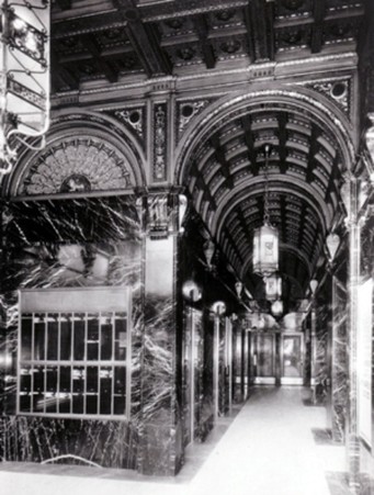 This historic photograph show the interior of the building at mid-century 