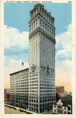 An old postcard of the Book Building and Tower