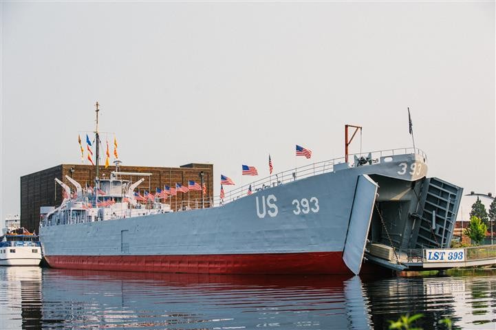 At the Mart Dock in Muskegon, painted in "D-Day Gray"