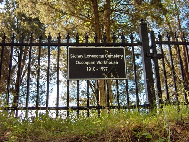 Stoney Lonesome Cemetery sign, courtesy of Workhouse Museum (reproduced under Fair Use).