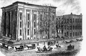 1840s-1850s drawing of the Egyptian Building. Courtesy of VCU's Department of Neurology. 