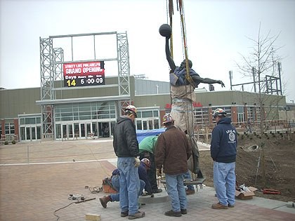 Dr. J statue relocated