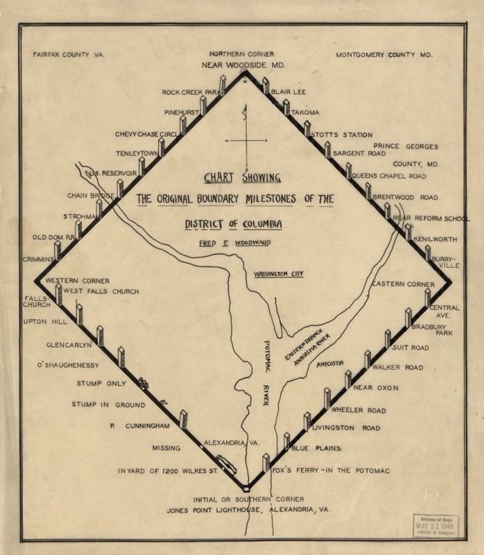 1906 Map of All D.C. Boundary Stones (http://ghostsofdc.org/)