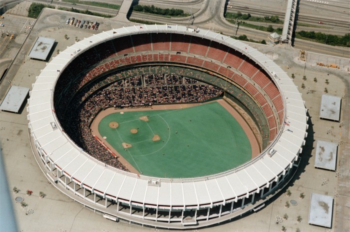 Riverfront Stadium served the Reds from 1970 to 2002.