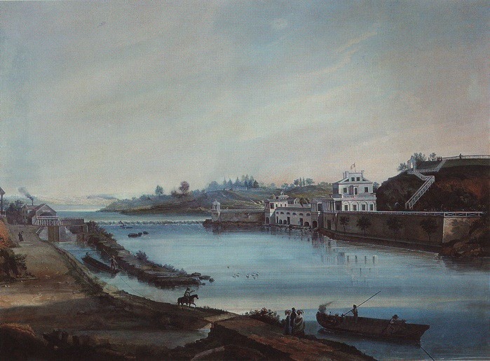 19th century painting of Fairmount Waterworks (image from Workshop of the World - Philadelphia)