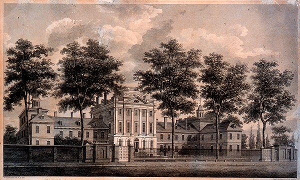 Elevation drawing of Pennsylvania Hospital by William Strickland, 1755 (image from Wikimedia Commons)