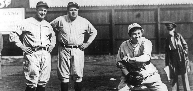 Mitchell with Babe Ruth and Lou Gehrig