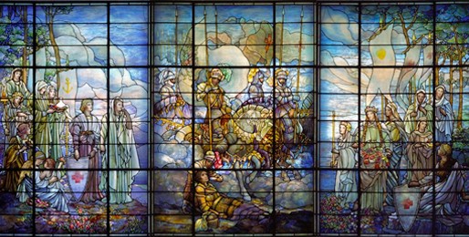 These Tiffany windows were created between 1917 and 1923 and illustrate the mission of the organization. They can be found in the Board of Governors Hall.