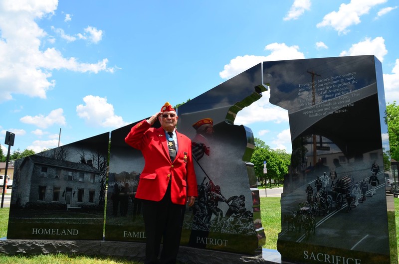 The Memorial on dedication day with Woody Williams