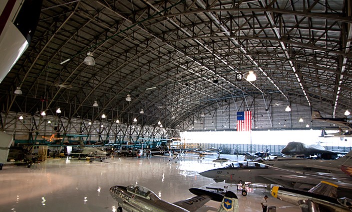 Aircraft on display within hanger #1