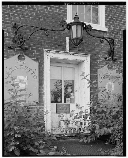 Door detail photographed in 2000 by Joseph Elliott (image from HABS)