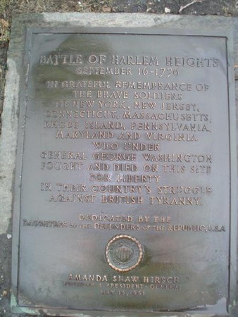 The Battle of Harlem Heights marker.