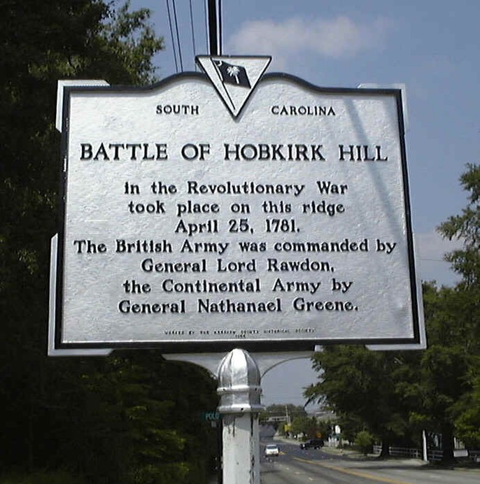 Historical marker for the Battle of Hobkirk Hill.