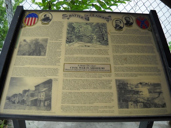 Marker that was placed at the site of the Battle of Glasgow fought October 15, 1864.